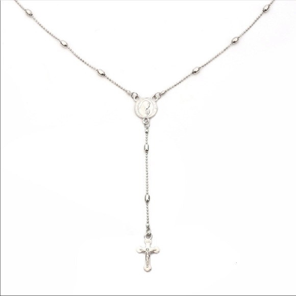 NWT Silver Cross Beaded Necklace - Picture 4 of 7